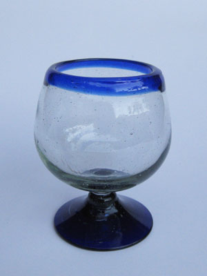 Borde de Color / Juego de 6 copas para cognac grandes con borde azul cobalto / Un toque moderno para una de las bebidas ms finas. stas copas tipo globo son la versin contempornea de un 'snifter' clsico.